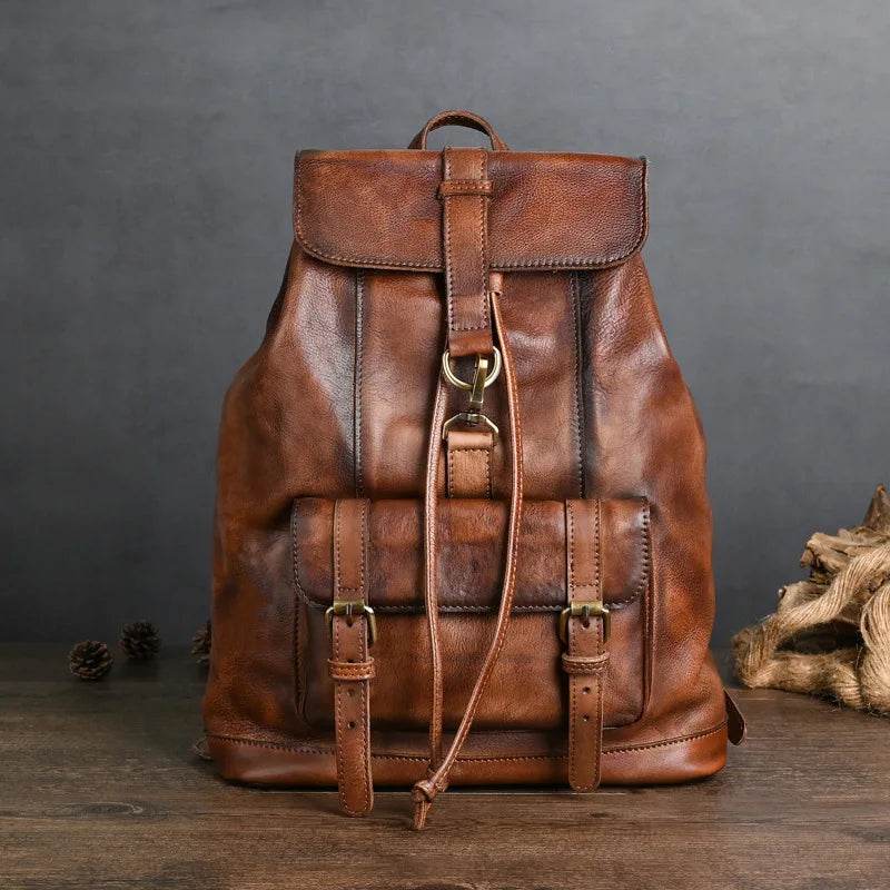 Luxury Designer Leather Backpack Real Cowskin Anti-Theft Bag - VacationGrabs