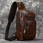 Leather Waist Bag Vintage Chest Pack Sling Bag for Men - VacationGrabs