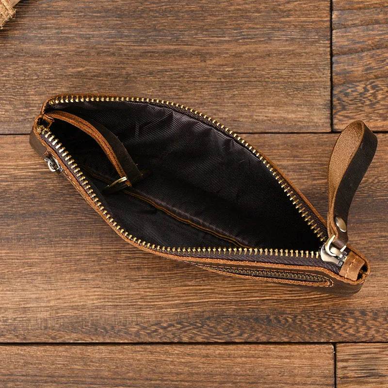 Leather Cellphone Pouch Wallet for Men & Women Long Slim Zipper Purse - VacationGrabs