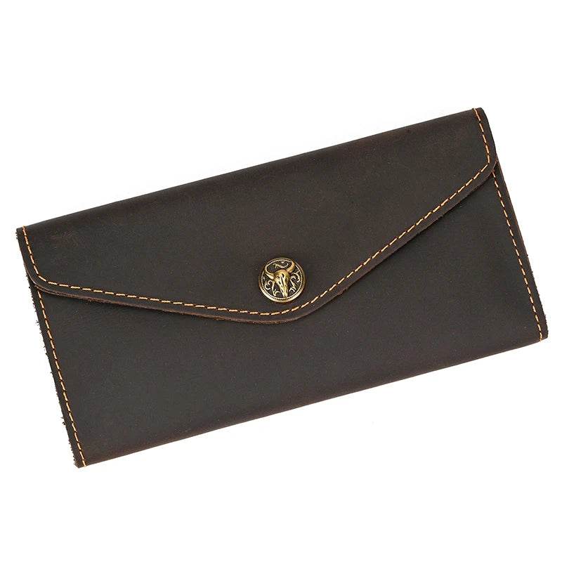 Genuine Leather Clutch Purse for Women & Men Retro Fashion Envelope Bag - VacationGrabs