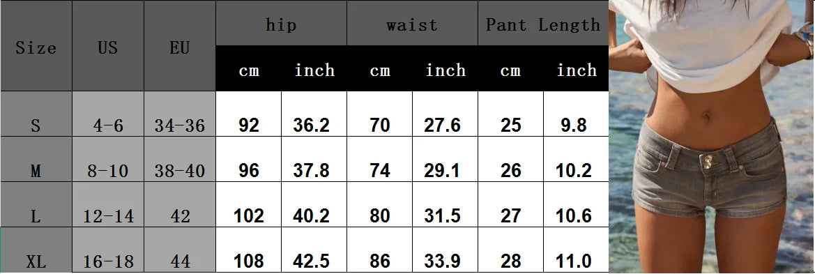 VacationGrabs Women's Vintage Low Rise Denim Shorts Y2K Sexy Micro Mini Hot Pants Streetwear Casual Summer Jean Shorts New Fashion