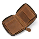 Vintage Fashion Card Holder Zipper Coin Purse Crazy Horse Leather Slim - VacationGrabs
