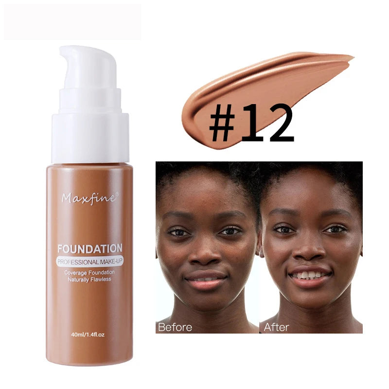 1PCS 12 Color Liquid Foundation Powder Is Light And Delicate Moisturizing High Coverage Easy To Apply And Long Lasting