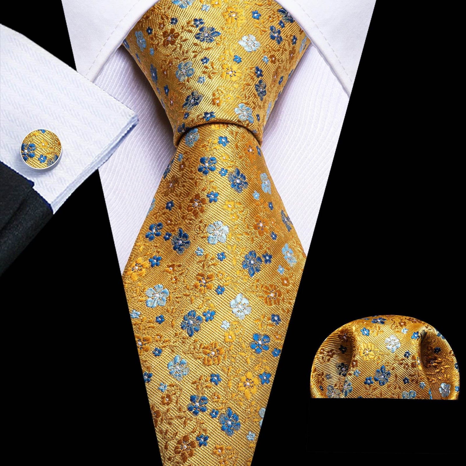 Floral Jacquard Silk Tie Set for Men - VacationGrabs
