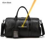 Personalized Leather Duffel Bags Purple Blue Brown Black - VacationGrabs
