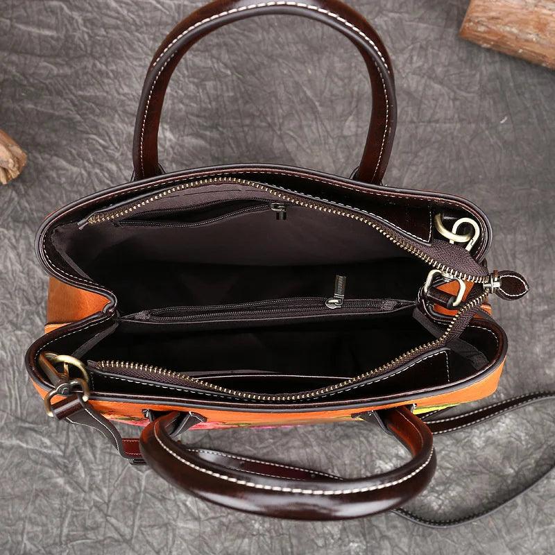 Wallets, Handbags & Accessories Handmade Floral Embossed Leather Handbag Tote Bag Luxury Shoulder Bags