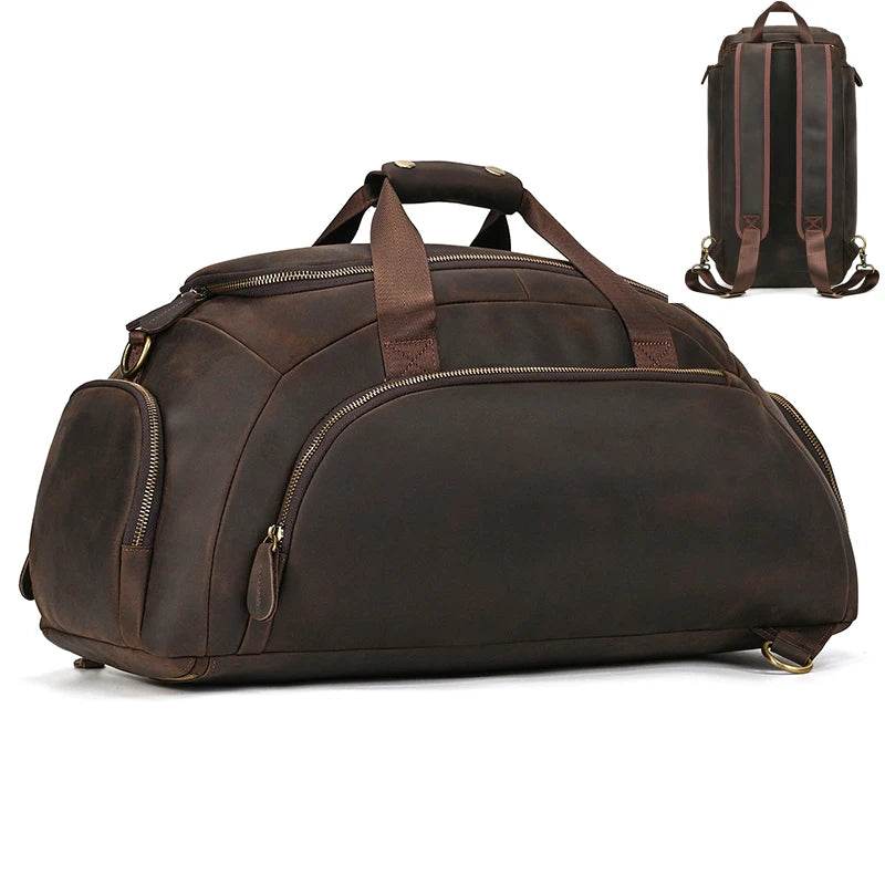 Genuine Leather Travel Backpack Dual Use for Men Luxury Travel - VacationGrabs