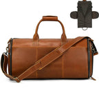 Men's Leather Business Trip Travel Duffle Opens to a Garment Bag - VacationGrabs