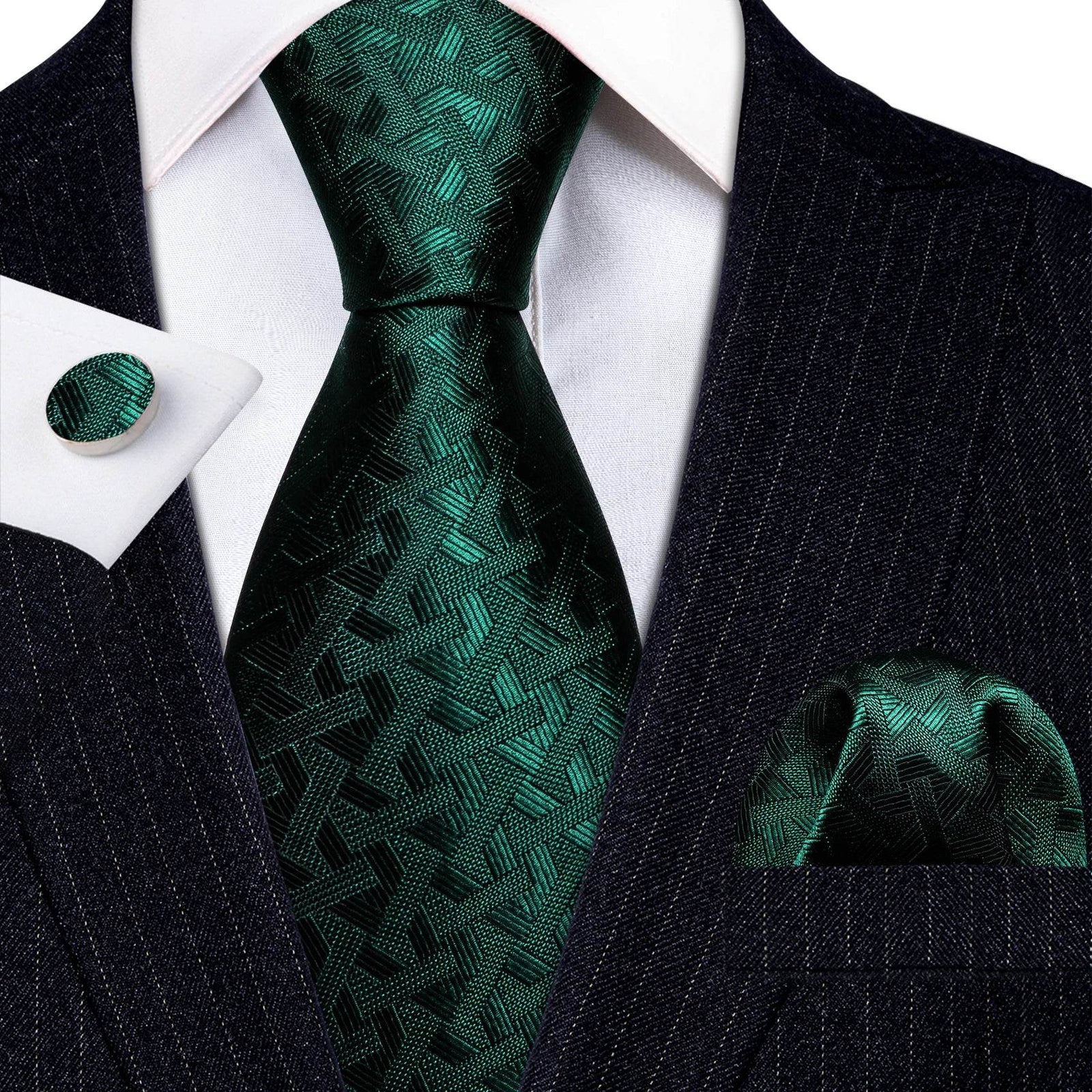 Green Silk Tie Set for Men: Multiple Shades Available - VacationGrabs