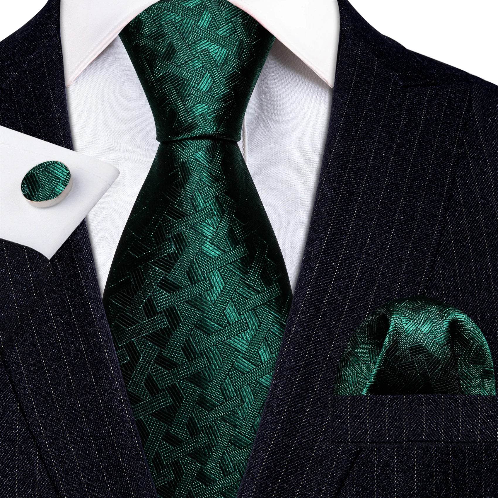 Green Silk Tie Set for Men: Multiple Shades Available - VacationGrabs