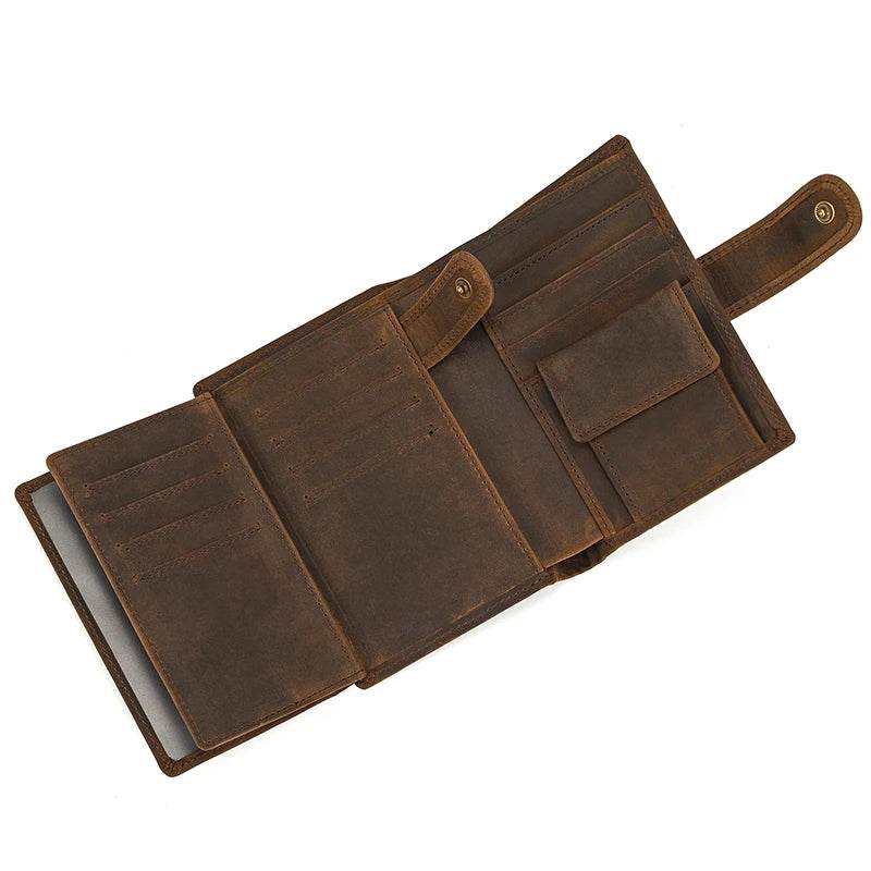 Vintage Leather Short Wallet for Men with Clip Bifold Coin Purse Pocket - VacationGrabs