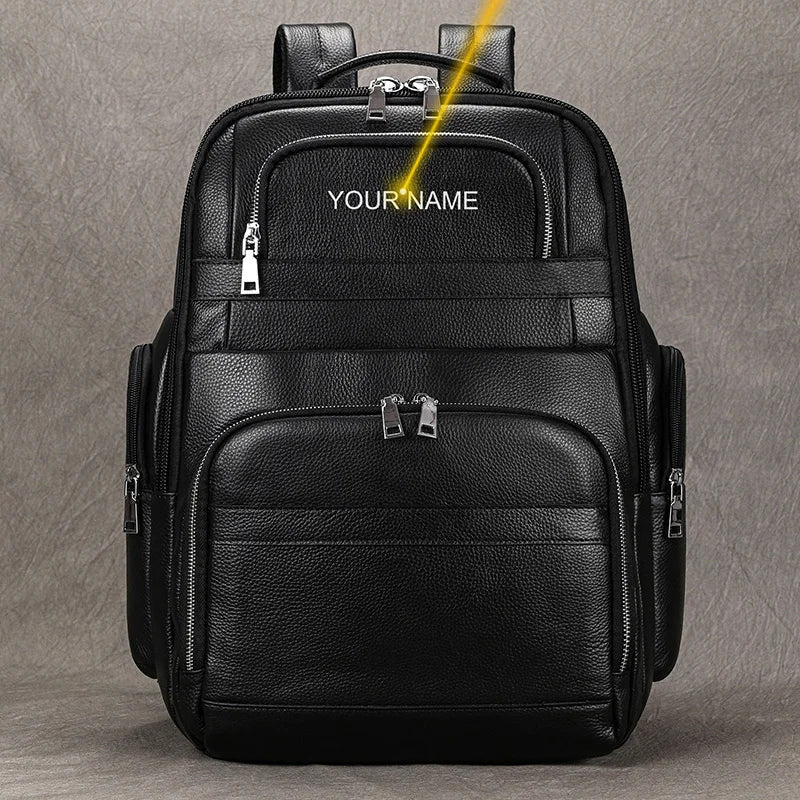High Quality Men’s Leather Backpack for Travel 15.6" Laptop