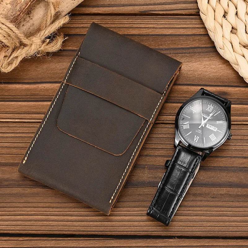 Chic Vintage Leather Watch Storage Case Organizer for Display & Travel - VacationGrabs