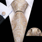 Gold & Beige Silk Tie Set for Men - VacationGrabs