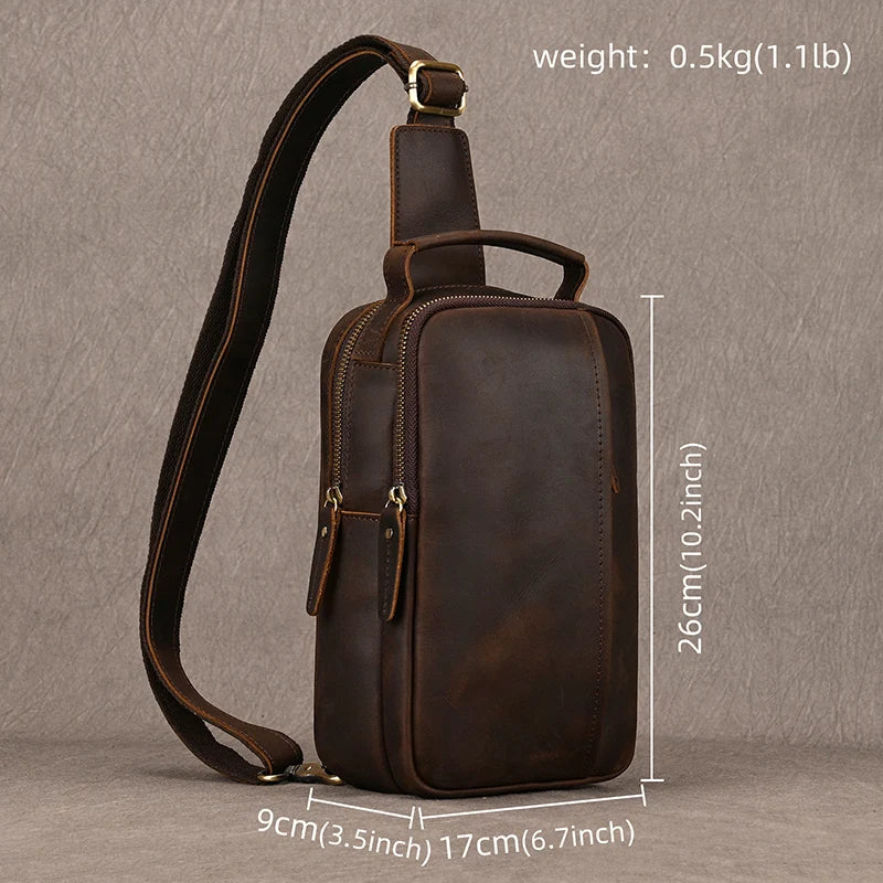 Leather Single Shoulder Sling Bag Chest Bags For Men
