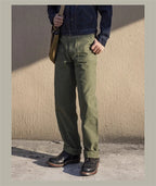 Red Tornado Army Fatigue Pants Cotton Sateen High Rise Casual Trousers Relaxed Fit