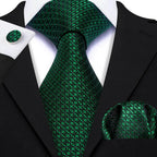 Green Silk Tie Set for Men: Multiple Shades Available - VacationGrabs