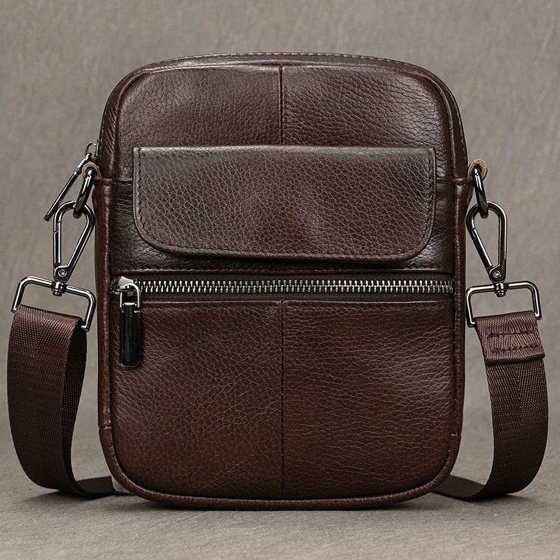 Casual Cowhide Men’s Crossbody Small Shoulder Bag for Phones - VacationGrabs