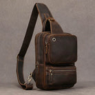 Genuine Leather Chest Bag Large Capacity Crossbody Bag Men - VacationGrabs