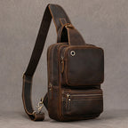 Large Capacity Genuine Leather Sling Bag – Vintage Men's Chest Pack