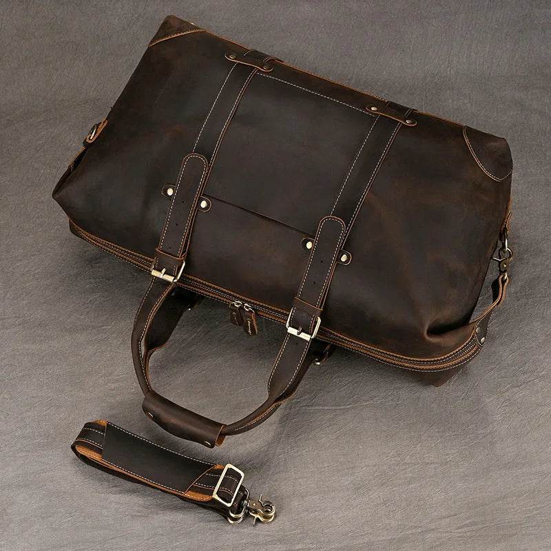 Fashion Leather Men’s Travel Duffle Bag Weekender - VacationGrabs