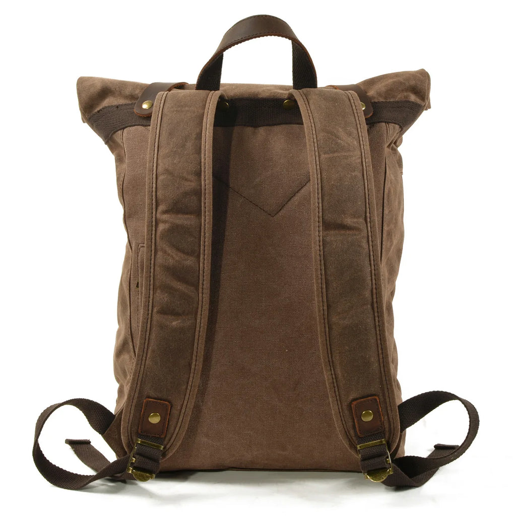 Vintage Oil Wax Canvas Travel Backpack, 20-35L Unisex Daypack
