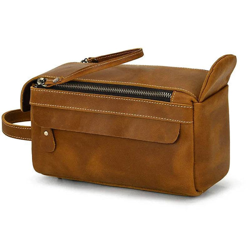 Casual Men’s Leather Clutch Wallet Genuine Leather Toiletry Bag - VacationGrabs