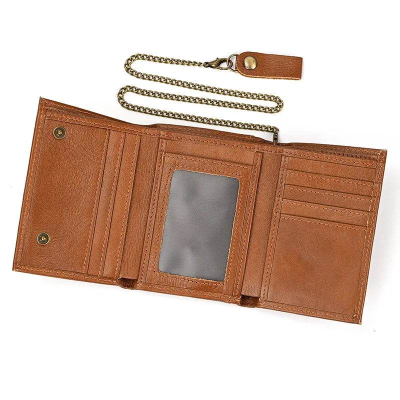 Trifold Leather Short Wallet for Men RFID Purse Multi-Function Wallet - VacationGrabs