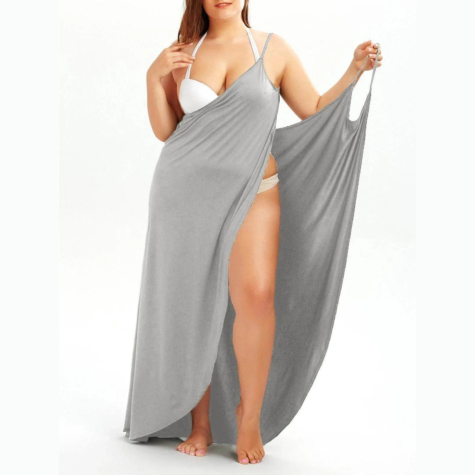 Plus Swimwear Cover-Up Summer Beach Pool Dress - VacationGrabs