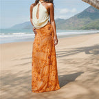 VacationGrabs Women Sequin Beaded Maxi Skirt Y2K Sparkly High Waist Bodycon Skirt Night Out Party Glitter Long Skirt Vacation Clubwear