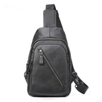 Man's Sling Bag Genuine Leather Chest Bag Crossbody for Gym - VacationGrabs