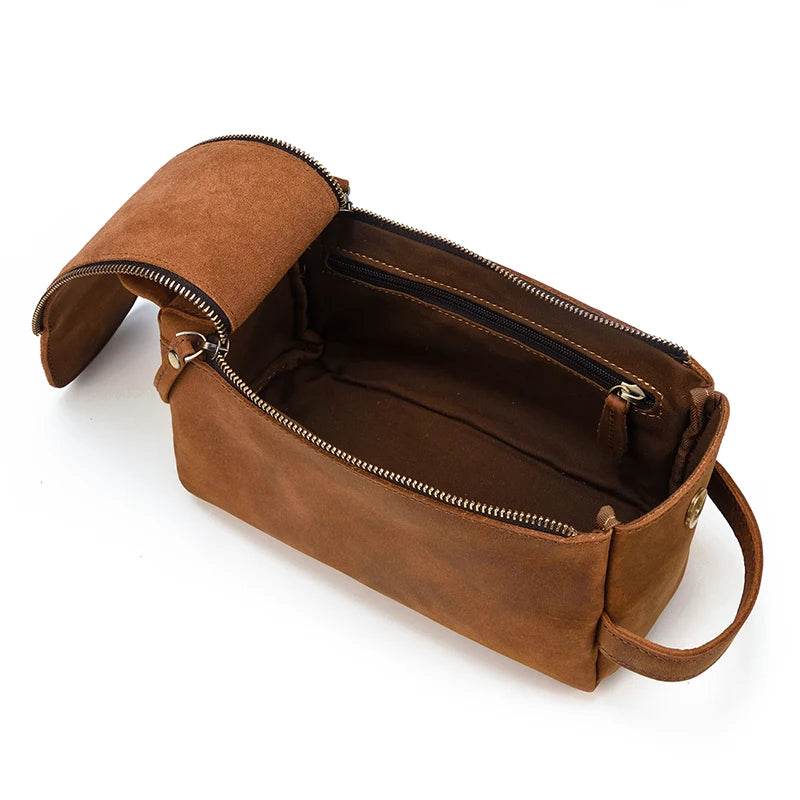 Casual Men’s Leather Clutch Wallet Genuine Leather Toiletry Bag - VacationGrabs