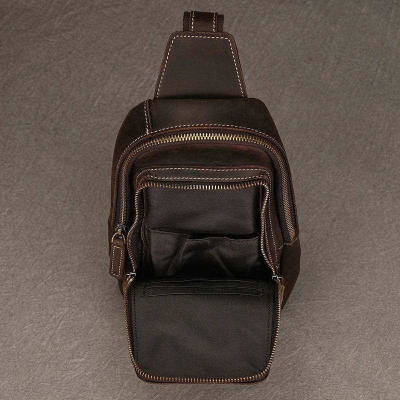 Small Crossbody Bags Genuine Leather Chest Bag Summer Outdoor Bag - VacationGrabs