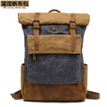 Men's Crazy Horse Leather Travel Backpack, 20-35L