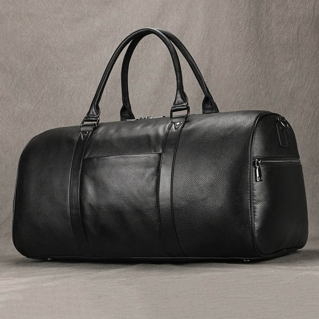 Large Capacity Men’s Genuine Leather Duffel for Travel and Fitness - VacationGrabs