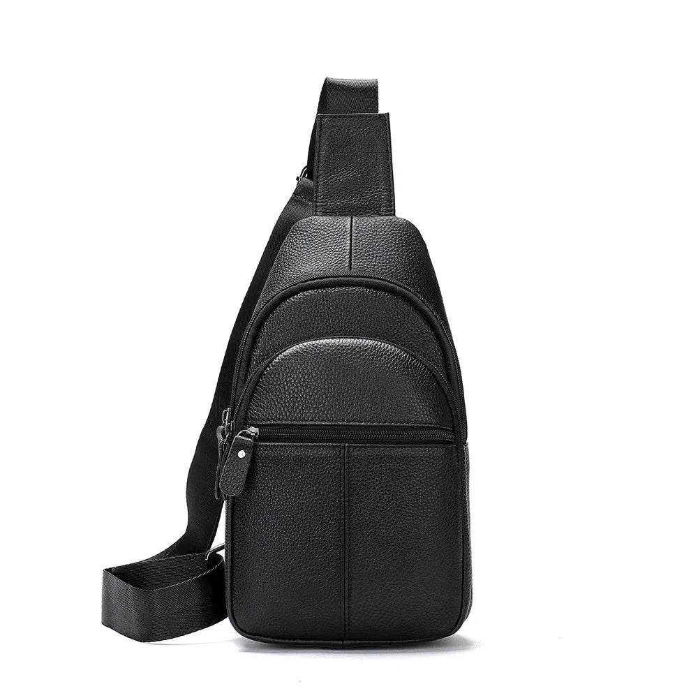 Men's Leather Chest Bag Crossbody Sling Travel Business Bag - VacationGrabs