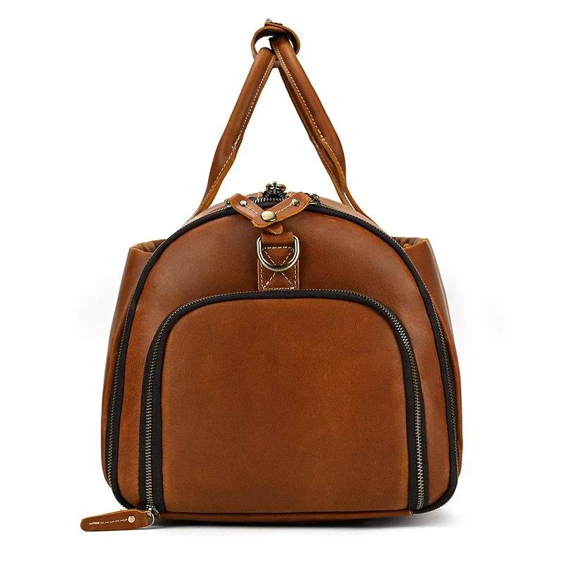 Men's Leather Business Trip Travel Duffle Opens to a Garment Bag - VacationGrabs