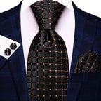 Black checkered tie with red accents, perfect for how to tie mens tie
