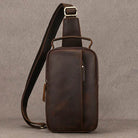 Crazy Horse Leather Men’s Chest Bag Top Layer Cowhide Sling - VacationGrabs