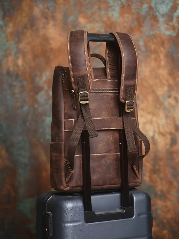 Genuine Leather Travel Backpack for Men - Laptop Bag