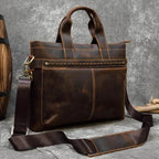 High Fashion Crazy Horse Leather Men's Laptop Handbag - VacationGrabs