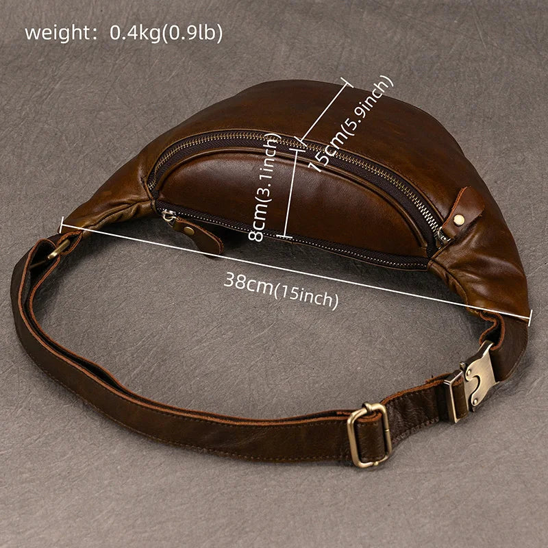 Men's Chest Bag Genuine Leather Real Soft Cowskin Sport Waist Pack 100% Natural Cowskin Belt Waist Belt Pouch For Male Small Bag