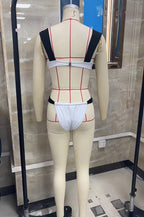 VacationGrabs Women's Two Piece Outfits Beachwear White Bikini Set with Black Straps and Decorative Center Bow 2Pcs Swimwear