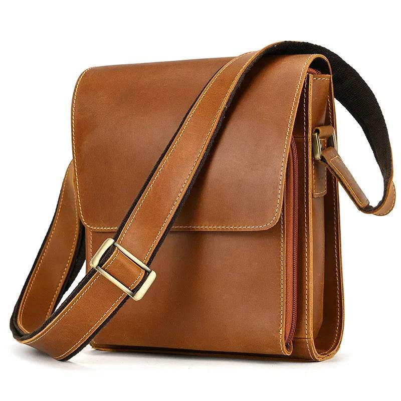 Genuine Leather Men’s Shoulder Bag Casual Crossbody Messenger Bag - VacationGrabs