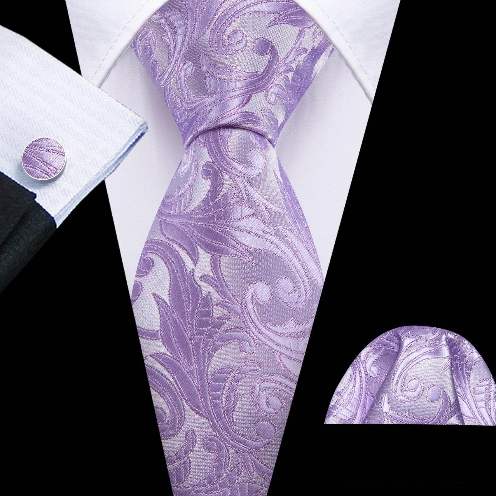 Floral Jacquard Silk Tie Set for Men - VacationGrabs