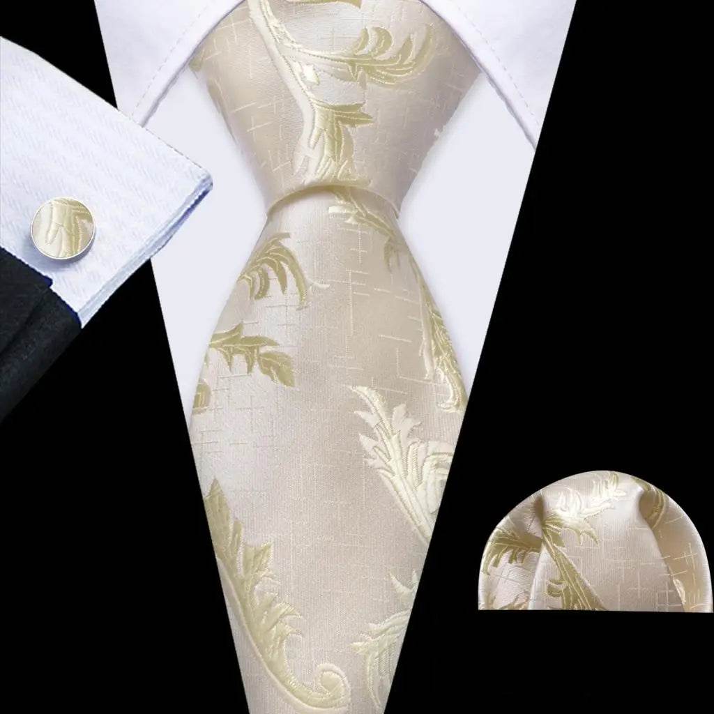 Floral Jacquard Silk Tie Set for Men - VacationGrabs