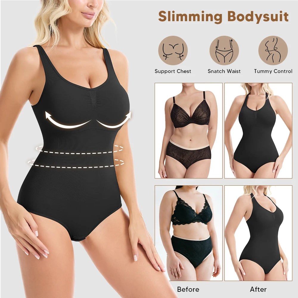 Halter Neck Bodysuit Shapewear - Backless Tummy Control