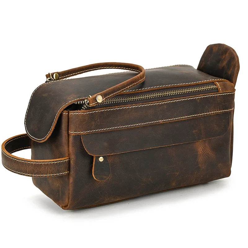 Genuine Leather Toiletry Bag for Men and Women - VacationGrabs