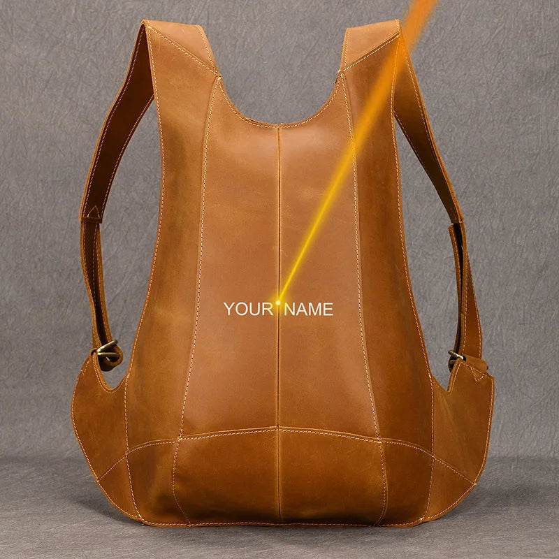 Anti-Theft Crazy Horse Leather School Backpack Travel Bag Men - VacationGrabs