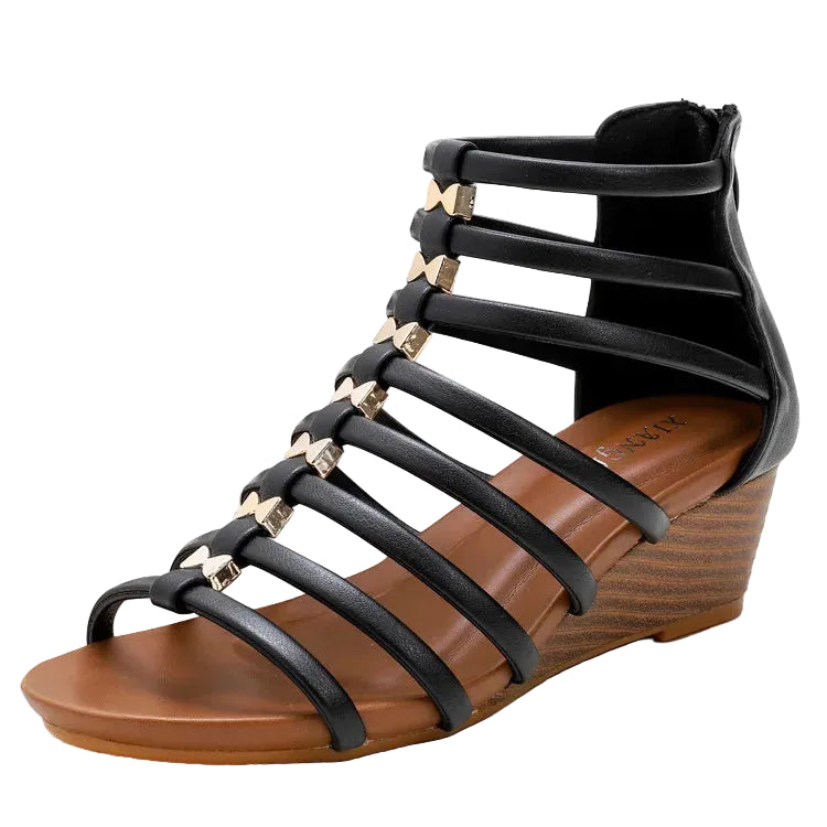 Sandalias de cuña para mujer con elegante diseño a rayas